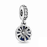 925 Sterling Silver Snowflake Pendant Charm Bead for Bracelet DIY