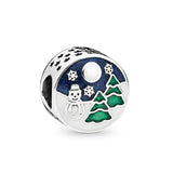 925 Sterling Silver Snowflake Pendant Charm Bead for Bracelet DIY