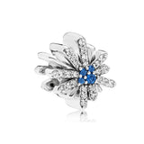925 Sterling Silver Snowflake Pendant Charm Bead for Bracelet DIY