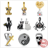 925 Sterling Silver Spider Cat Bear Christ Cup Dangle Bead Charms