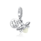 925 Sterling Silver Fox Bee Happy Charm for Bracelet DIY Jewelry Making