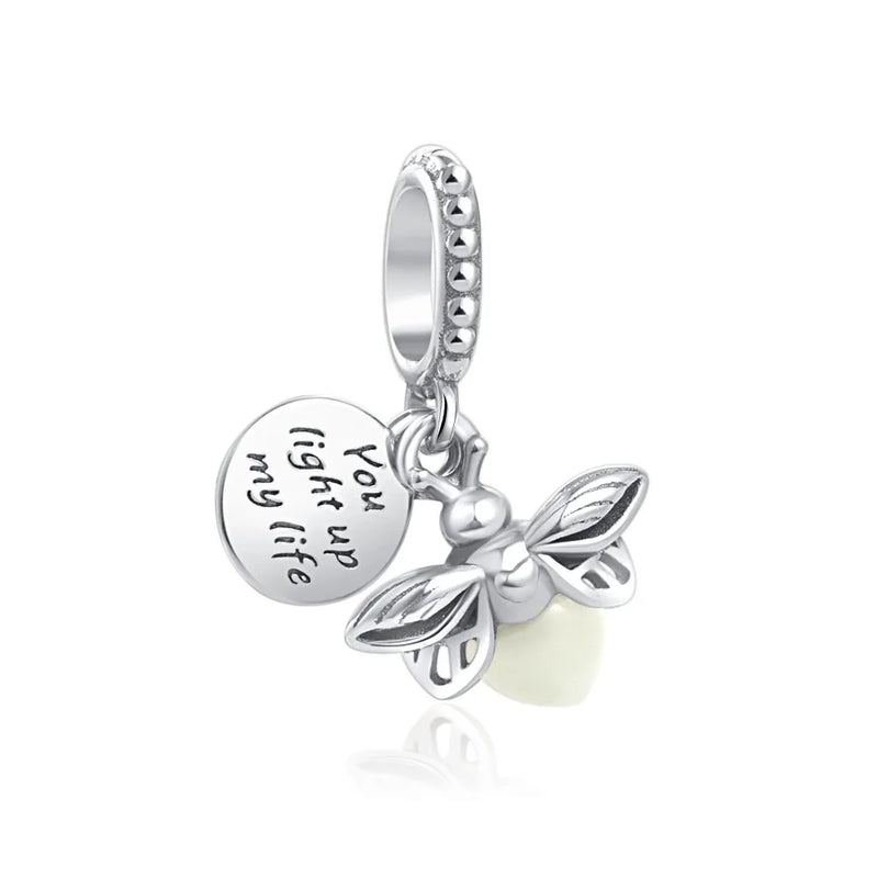 925 Sterling Silver Fox Bee Happy Charm for Bracelet DIY Jewelry Making
