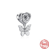 925 Silver Spring Flower Butterfly Daisy Rose Charm