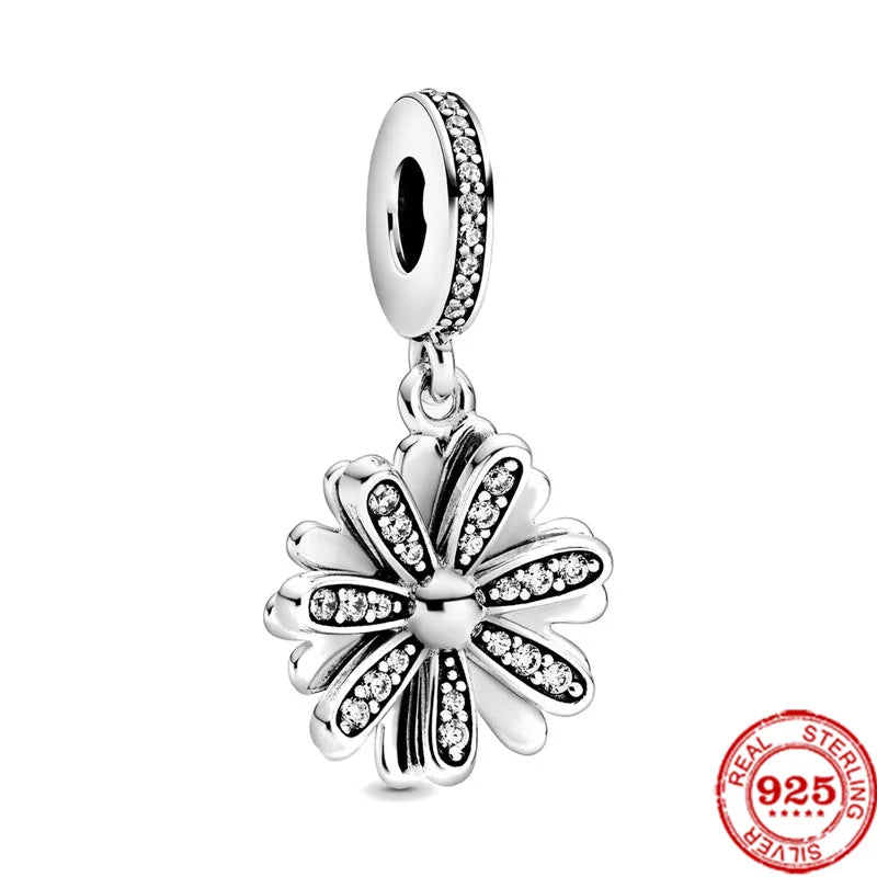 925 Silver Spring Flower Butterfly Daisy Rose Charm