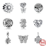 925 Silver Spring Flower Butterfly Daisy Rose Charm