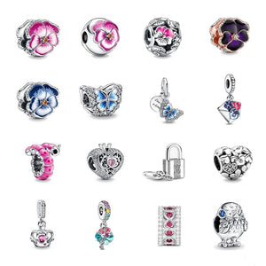 925 Silver Spring Pink Flower Clip Envelope Beads