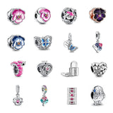 925 Silver Spring Pink Flower Clip Envelope Beads