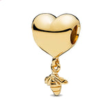 925 Silver Honeycomb Heart Pendant Beads for Bracelet DIY Jewelry