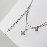 925 Silver Star Necklace Layered Pendant Choker Chain Gift