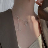 925 Silver Star Necklace Layered Pendant Choker Chain Gift