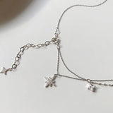 925 Silver Star Necklace Layered Pendant Choker Chain Gift
