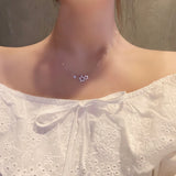 925 Silver Star Necklace Zircon Pentagram Clavicle Chain Pendant Wedding Jewelry