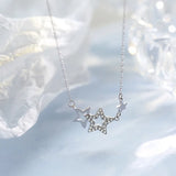 925 Silver Star Necklace Zircon Pentagram Clavicle Chain Pendant Wedding Jewelry