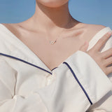 925 Silver Star Necklace Zircon Pentagram Clavicle Chain Pendant Wedding Jewelry