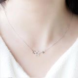 925 Silver Star Necklace Zircon Pentagram Clavicle Chain Pendant Wedding Jewelry