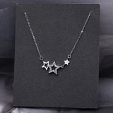 925 Silver Star Necklace Zircon Pentagram Clavicle Chain Pendant Wedding Jewelry