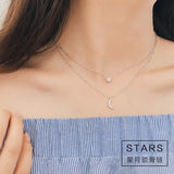 925 Silver Stars Moon Necklace Pendant Jewelry Statement for Women