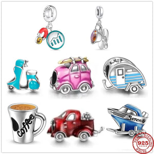 925 Sterling Silver RV Trailer Boat Motorcycle Charm Bead