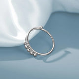 925 Silver Fidget Beads Ring Stress Relief Anxiety Adjustable Jewelry