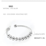 925 Silver Fidget Beads Ring Stress Relief Anxiety Adjustable Jewelry