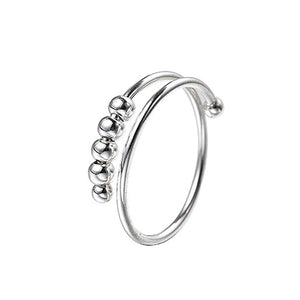 925 Silver Fidget Beads Ring Stress Relief Anxiety Adjustable Jewelry