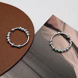 925 Silver Fidget Beads Ring Stress Relief Anxiety Adjustable Jewelry