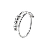 925 Silver Fidget Beads Ring Stress Relief Anxiety Adjustable Jewelry