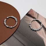 925 Silver Fidget Beads Ring Stress Relief Anxiety Adjustable Jewelry