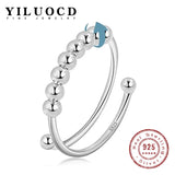 925 Silver Fidget Beads Ring Stress Relief Anxiety Adjustable Jewelry