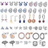 925 Silver Stud Earrings Pearl Flower Heart Round Ladies Earring Jewelry