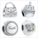 925 Silver Surfboard Butterfly Wine Cup Charm Bead Pendant Bracelet