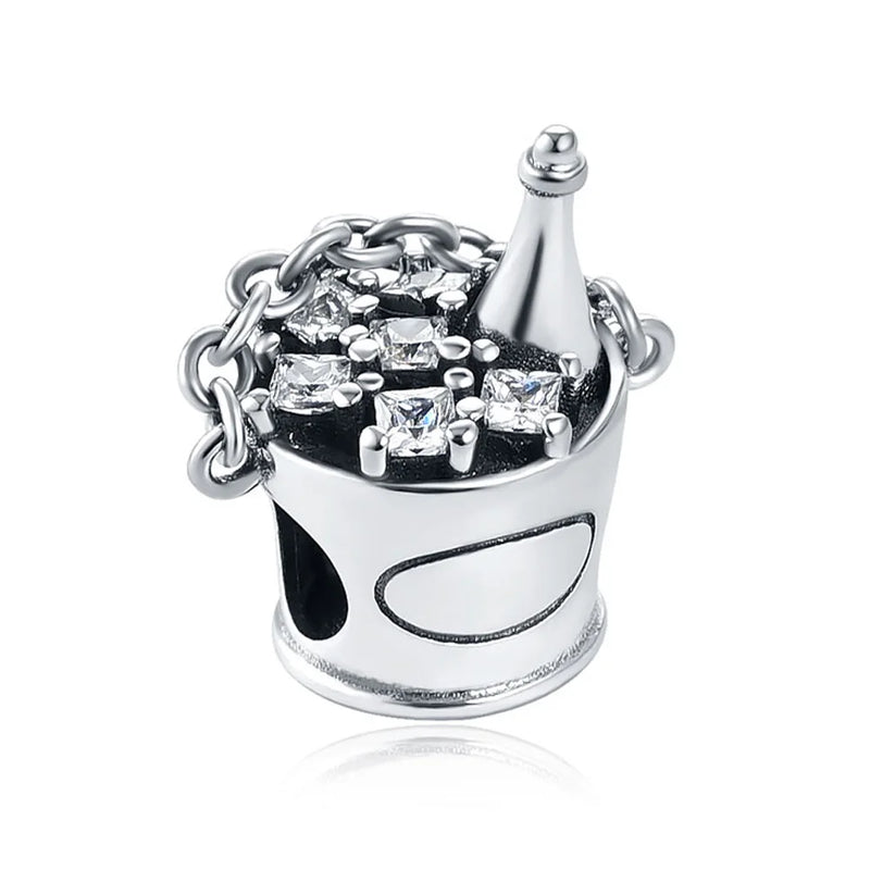925 Silver Surfboard Butterfly Wine Cup Charm Bead Pendant Bracelet