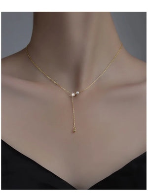 925 Silver Tassel Pendant Necklace Clavicle Chain Women Fine Jewelry