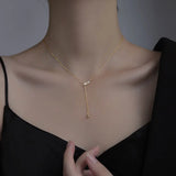 925 Silver Tassel Pendant Necklace Clavicle Chain Women Fine Jewelry