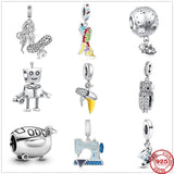 925 Sterling Silver Teapot Astronaut Robot Aircraft Owl Dangle Beads