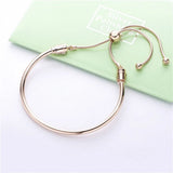 925 Silver Telescopic Bracelet Bangle PAN DIY Beads Charm Rose Jewelry