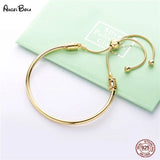 925 Silver Telescopic Bracelet Bangle PAN DIY Beads Charm Rose Jewelry
