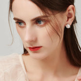 925 Silver Pearl Zircon Earrings French Vintage Jewelry Party
