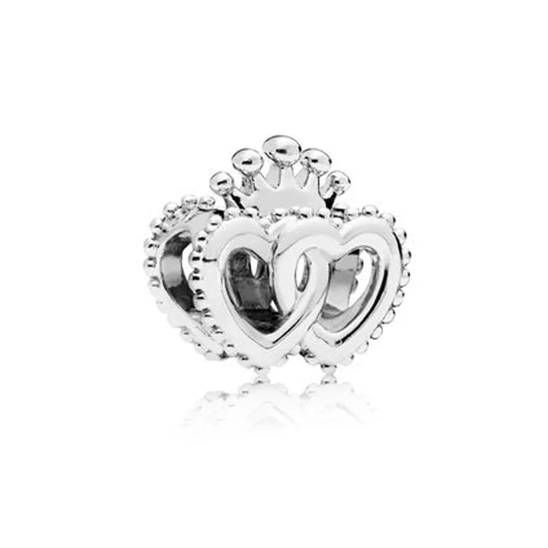 925 Silver Crown Dangle Charm Bead Bracelet Pendant DIY Women Jewelry Gift