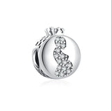 925 Silver Crown Dangle Charm Bead Bracelet Pendant DIY Women Jewelry Gift