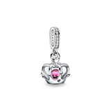 925 Silver Crown Dangle Charm Bead Bracelet Pendant DIY Women Jewelry Gift