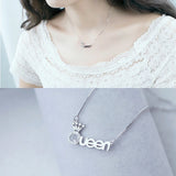 925 Silver Cubic Zircon Queen Pendant Necklace Gift NK004