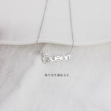 925 Silver Cubic Zircon Queen Pendant Necklace Gift NK004
