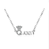 925 Silver Cubic Zircon Queen Pendant Necklace Gift NK004