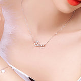 925 Silver Cubic Zircon Queen Pendant Necklace Gift NK004