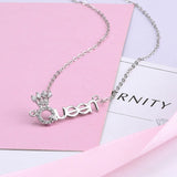 925 Silver Cubic Zircon Queen Pendant Necklace Gift NK004