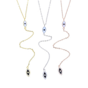 925 Silver Evil Eye Y Lariat Necklace for Women