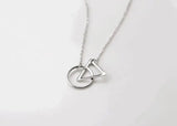 925 Silver Triangular circle Necklace Pendant for Women