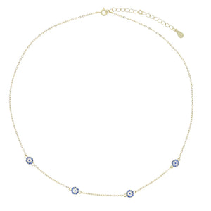 925 Silver Evil Eye Necklace Micro Pave Cz Choker