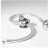 925 Silver Charm Love Heart Clip Rose Pendant DIY Bead Fit Bracelet